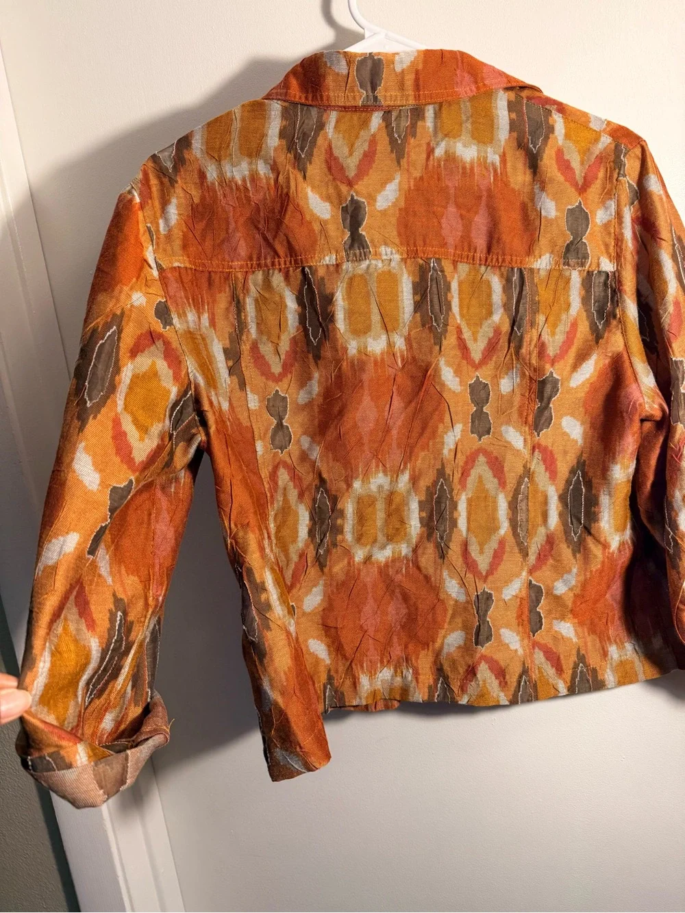Tory Burch Orange Multi-Pattern Button-Front Jean Jacket size 14p